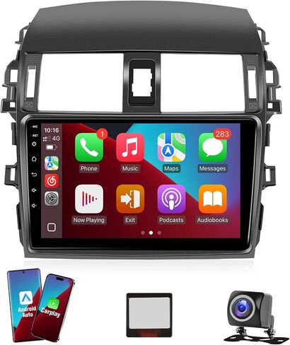Radio Android Car Radio Toyota Corolla 2009 2010 2012 2013 ، شاشة لمس IPS 9 بوصة لاستريو Corolla مع رابط Carplay Android اللاسلكي ، ودعم Bluetooth/SWC/FM/MIC/Mirror رابط in Kuwait