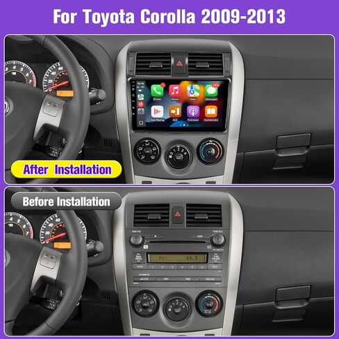 Radio Android Car Radio Toyota Corolla 2009 2010 2012 2013 ، شاشة لمس IPS 9 بوصة لاستريو Corolla مع رابط Carplay Android اللاسلكي ، ودعم Bluetooth/SWC/FM/MIC/Mirror رابط in Kuwait