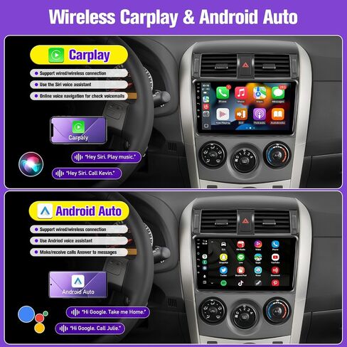 Radio Android Car Radio Toyota Corolla 2009 2010 2012 2013 ، شاشة لمس IPS 9 بوصة لاستريو Corolla مع رابط Carplay Android اللاسلكي ، ودعم Bluetooth/SWC/FM/MIC/Mirror رابط in Kuwait