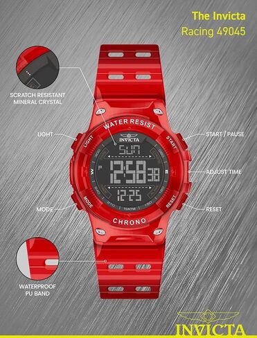 Invicta Racing Men 52mm بلاستيك أبيض أسود الاتصال الرقمي الرقمي in Saudi Arabia