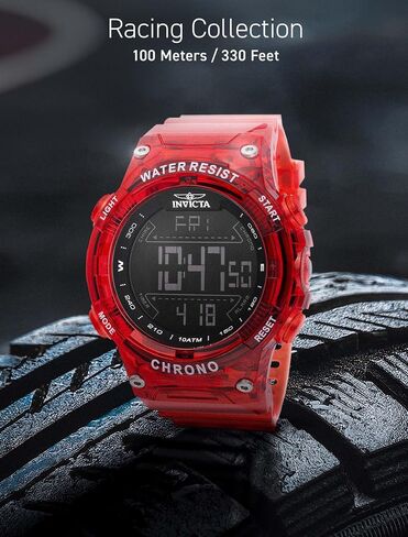 Invicta Racing Men 52mm بلاستيك أبيض أسود الاتصال الرقمي الرقمي in Saudi Arabia