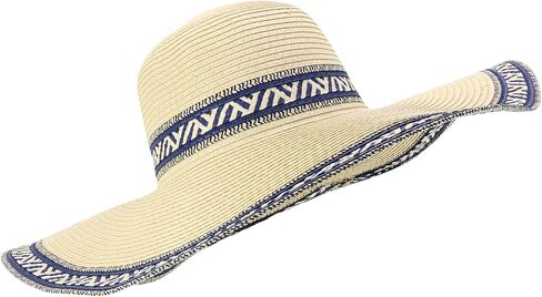 Trendy Apparel Shop UPF 50+ Colorful Mix Paper Poly Braid Wide Brim Sun Hat in Kuwait