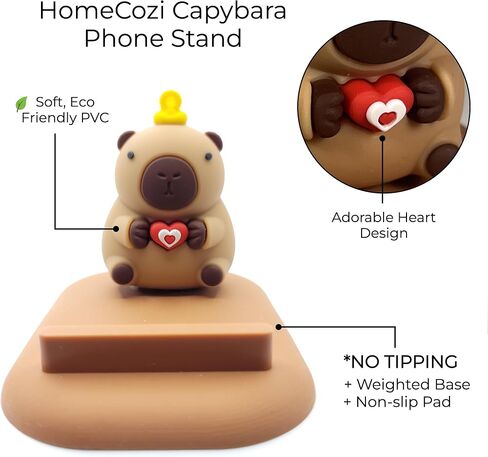Capybara Phone Stand (Boba) - Sturdy Universal Holder for Smartphones, iPhone & Android - Cute Animal Desk Accessory, Novelty Kawaii Decor Gift for Capybara Lovers in Saudi Arabia