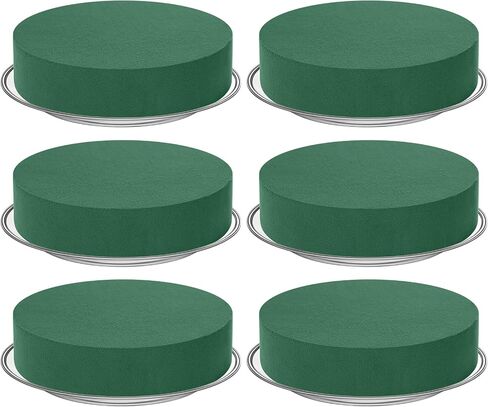 Threlaco 6 Sets Round Floral Foam and Clear Plastic Saucer Plant Drip Tray Floral Flower Dish Green Foam for Artificial Flowers Wedding Home Party Decoration in Saudi Arabia