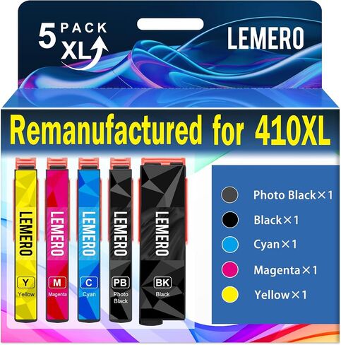 LEMERO Remanufactured Ink Cartridge Replacement for Epson 410XL 410 XL T410XL to use with Epson Expression XP-640 XP-830 XP-7100 XP-530 XP-630 XP-635 (High Capacity Black) 2 Pack in Saudi Arabia