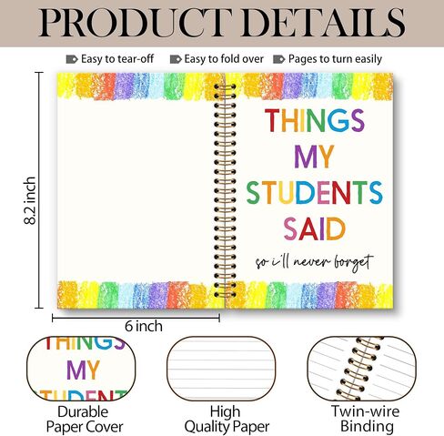 Teacher Gifts Notebook Journal, Teacher Journal, Things My Students Said Funny Notebooks Gifts for Teachers Women, Teachers College School Office Supplies, TeachersDay Gift, 6x8.2In in Kuwait