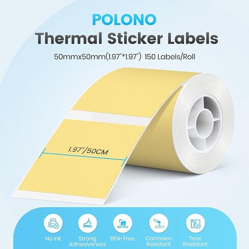 ملصقات Polono الحرارية لـ PM220s Maker ، 1.97 "x1.97" (50 × 50 مم) ، شريط ملصق حراري متعدد الأغراض ، ورق حراري ذاتي الاستخدام للمنزل ، المكتب ، 150 ملصقات/1 roll ، وردي in Kuwait