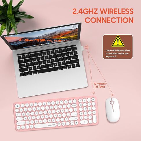 Wireless Keyboard and Mouse Combo,XTREMTEC 2.4GHz Quiet Slim Cute Round Keycap Compact Size Blue Kawaii Cordless Retro Keyboard Mouse Set Home Office Accessories for Mac/Windows (Blue) in Kuwait