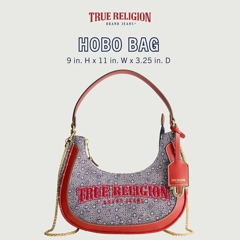 حقيبة Hobo الحقيقية ، حقيبة يد الدنيم الهلالية المخطط للنساء وحزام سلسلة قابل للتعديل ، البحرية in Kuwait