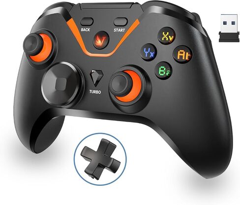 Wireless Gaming Controller for PC: Wired & 2.4G & Bluetooth Controller with 6-Axis Motion, 4-Motor Stereo Vibration, Turbo, Ergonomic Pro Controller, Use for PC/NS/Android (No Xbox/PS, 2 units Black) in Saudi Arabia