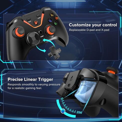 وحدة تحكم الألعاب اللاسلكية للكمبيوتر الشخصي: Wired & 2.4g & Bluetooth Controller مع حركة 6 محاور ، اهتزاز ستيريو 4 موتور ، توربو ، وحدة تحكم Pro ، استخدام PC/NS/Android (لا يوجد Xbox/PS ، وحدات أسود) in Kuwait