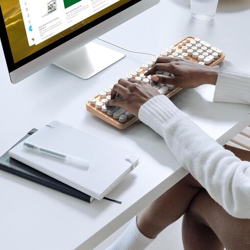 لوحة مفاتيح الكمبيوتر السلكية KNOWSQT - أغطية مفاتيح مستديرة ملونة كاملة الحجم لشاي الحليب والحليب والتشغيل، لوحات مفاتيح الآلة الكاتبة لنظام التشغيل Windows، والكمبيوتر المحمول، والكمبيوتر الشخصي، وسطح المكتب، وMac in Kuwait