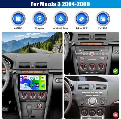 Car Radio Stereo for Mazda 3 2004 2005 2006 2007 2008 2009,2+64G Android 13 Wireless Carplay Android Auto,9 Inch Touchscreen Car Radio GPS WiFi Bluetooth FM/RDS EQ SWC Dual USB/AUX-in Backup Camera in Saudi Arabia