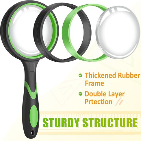 Leffis 8 Pack Magnifying Glass, 50mm 10X Glasses Lens Reading Magnifier for Kids and Seniors, Non-Slip Handheld Magnifying Glass for Close Work, Nature Exploration in Saudi Arabia
