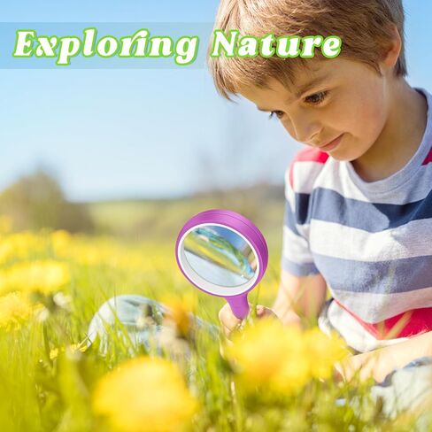 Leffis 8 Pack Magnifying Glass, 50mm 10X Glasses Lens Reading Magnifier for Kids and Seniors, Non-Slip Handheld Magnifying Glass for Close Work, Nature Exploration in Saudi Arabia