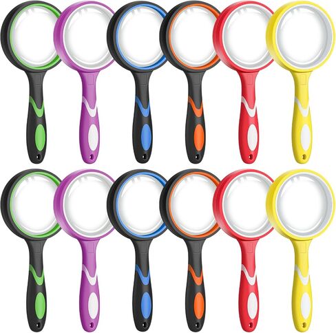 Leffis 8 Pack Magnifying Glass, 50mm 10X Glasses Lens Reading Magnifier for Kids and Seniors, Non-Slip Handheld Magnifying Glass for Close Work, Nature Exploration in Saudi Arabia