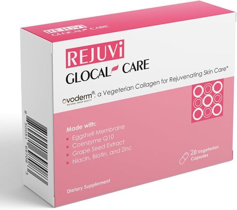 Glocalcare rejuvi تجديد شباب الجلد - تخليق الكولاجين ، مكافآت الكربات مع Ovoderm ، مستخلص بذور العنب ، أنزيم Q10 ، حمض الفوليك in Kuwait