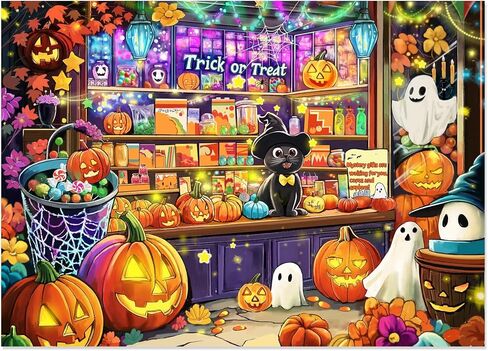 1000 قطعة ألغاز يونيكورن ملون للبالغين - لغز بانوراما صعبة وصعبة ، تصميم فسيفساء ملون مثالي لليالي لعبة العائلة in Kuwait