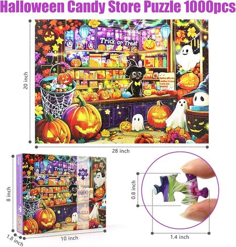 1000 قطعة ألغاز يونيكورن ملون للبالغين - لغز بانوراما صعبة وصعبة ، تصميم فسيفساء ملون مثالي لليالي لعبة العائلة in Kuwait