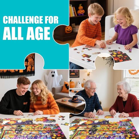 1000 قطعة ألغاز يونيكورن ملون للبالغين - لغز بانوراما صعبة وصعبة ، تصميم فسيفساء ملون مثالي لليالي لعبة العائلة in Kuwait