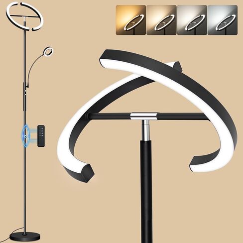 Floor Lamp for Bedroom,Stepless Dimmable Standing Lamp, 3000-6000K,Rotatable Reading Light with Touch and Remote Control, Modern LED Floor Lamps for Living Room Office in Saudi Arabia