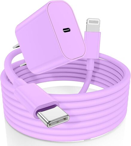 iPhone Fast Charger, USB C Wall Charger Block Plug and 10ft Type C to Lightning Charging Cable Cord Long,PD 20W Cube Brick Box Adapter for Apple iPhone 14 Pro Max/14 Plus/14/13/12 Mini/11/XS Max/XR/X in Saudi Arabia
