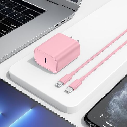 شاحن iPhone سريع، قابس كتلة شاحن حائط USB C وسلك كابل شحن بطول 10 أقدام من النوع C إلى Lightning، محول صندوق مكعبات PD 20 وات لهاتف Apple iPhone 14 Pro Max/14 Plus/14/13/12 Mini/11/XS Max/XR /X in Kuwait