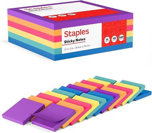 Staples 24295902 Stickies Standard Notes 3-Inch X 3-Inch Assorted 100 Sh./Pad 24 Pads/Pk in Saudi Arabia
