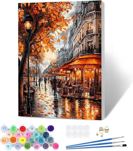 KEYIFA Paint by Numbers Kit for Adults Framed, Easy Painting Kits for Beginners, Paint on Clear Colored Canvas, Acrylic Pigment Drawing Paintwork, DIY Home Wall Decor, 12x16 in, Cat and Flowers in Saudi Arabia