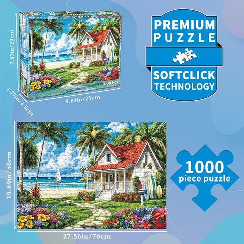 HUADADA 1000 Piece Puzzles for Adults - Elf Tree House - Jigsaw Puzzles for Adults and Kids 1000 Piece Fairy Tale House Educational Games Colorful Puzzles for Home Decoration in Saudi Arabia
