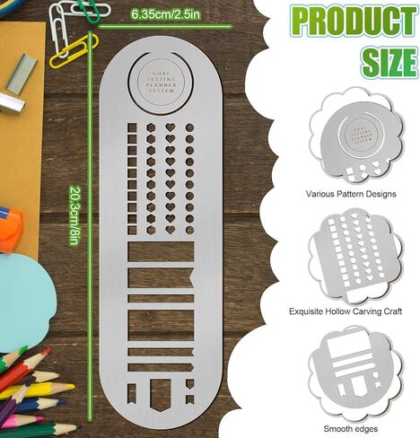 Faccito Stainless Steel Metal Stencil Bookmark 2.5 x 8 Inches Black Bookmark Journaling Metal Journal Stencil for DIY Engraving, Painting, Template, Scrapbook, Planner in Saudi Arabia