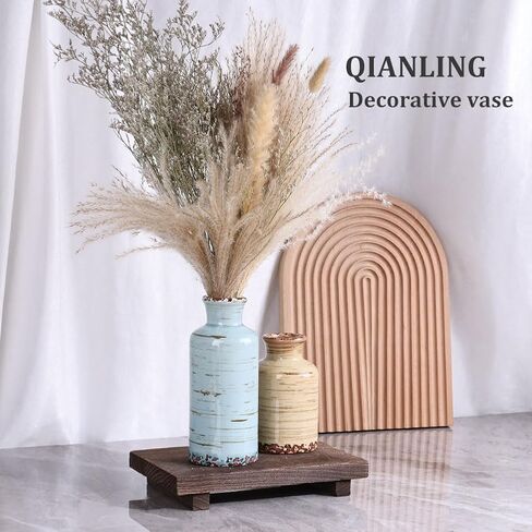 Blue Ceramic Vases Set - 3 Blue Small Vase, Farmhouse Country Blues Vases Home Decor, Living Room Decoration, Table Decoration, Fireplace Decor, and Entrance Decorations Centerpieces in Saudi Arabia