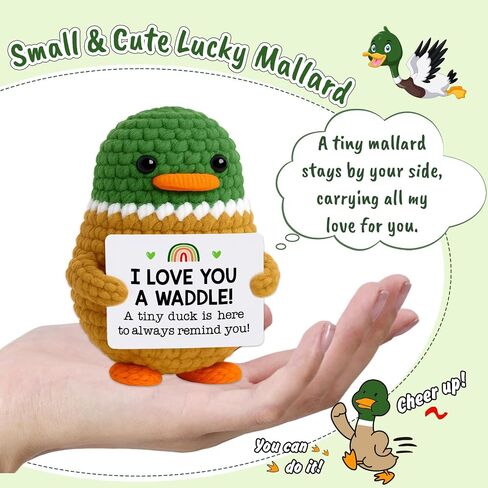 MBL Positive Emotional Duck Gifts - Small Funny Cute Handmade Inspirational Uplifting Support Knitted Crochet Mallard Duck for Women Men Teens Friends Birthday Graduation Motivational Presents in Saudi Arabia