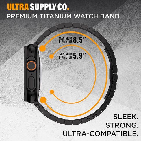 سوار أسود من التيتانيوم متوافق مع ساعة Apple Watch Ultra 2 / Series 10 (46/49 ملم) سوار من التيتانيوم درجة 2 مع طلاء DLC لمقاومة الخدش in Kuwait