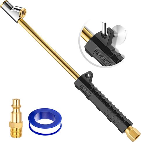 13'' Dual Head Air Chuck Set, Heavy Duty Extended Reach Tire Chuck w/Quick Plug for Semi Tire Inflation, 1/4" FNPT Straight Lock On Tire Inflate Chuck for Air Compressor Semi Truck RV Dually Tires in Saudi Arabia