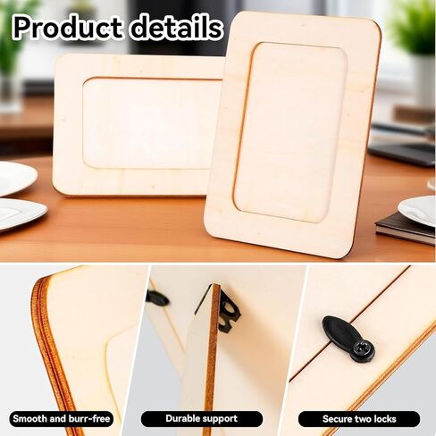 20 Pack Wooden Picture Frames, DIY Unfinished Solid Wood Photo Picture Frames for 4 x 6 in Photos Standing Postcard Picture Frame for Crafts DIY Painting Birthday Wedding Gifts in Saudi Arabia