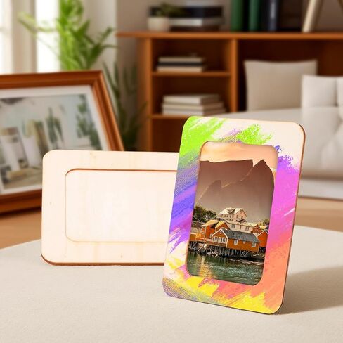 20 Pack Wooden Picture Frames, DIY Unfinished Solid Wood Photo Picture Frames for 4 x 6 in Photos Standing Postcard Picture Frame for Crafts DIY Painting Birthday Wedding Gifts in Saudi Arabia