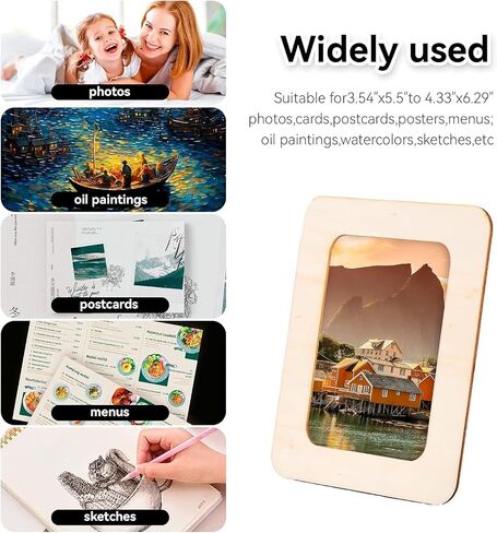 20 Pack Wooden Picture Frames, DIY Unfinished Solid Wood Photo Picture Frames for 4 x 6 in Photos Standing Postcard Picture Frame for Crafts DIY Painting Birthday Wedding Gifts in Saudi Arabia