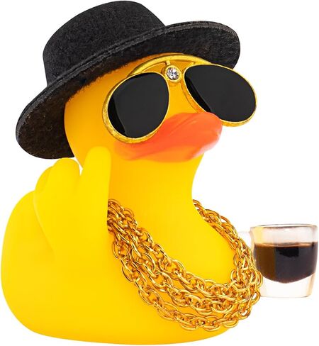 wonuu Rubber Duck Car Ornament Funny Office Gifts Duck Car Dashboard Decorations Quirky Decor Coffee Cup (3.54 Inches) in Saudi Arabia