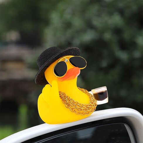 wonuu Rubber Duck Car Ornament Funny Office Gifts Duck Car Dashboard Decorations Quirky Decor Coffee Cup (3.54 Inches) in Saudi Arabia