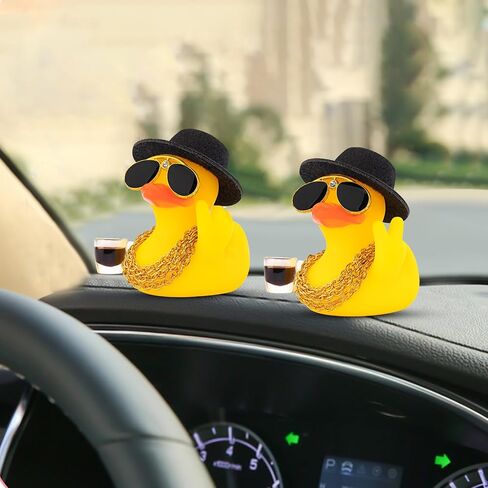 wonuu Rubber Duck Car Ornament Funny Office Gifts Duck Car Dashboard Decorations Quirky Decor Coffee Cup (3.54 Inches) in Saudi Arabia