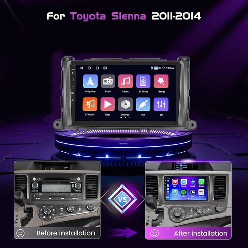 2+64GB Android 15 Car Stereo for Toyota Sienna 2011-2014 Wireless Carplay, 9'' Touch Screen Car Radio Android Auto, GPS Navi, WiFi, Bluetooth Audio Receiver, SWC, Backup Camera, FM RDS Radio in Saudi Arabia