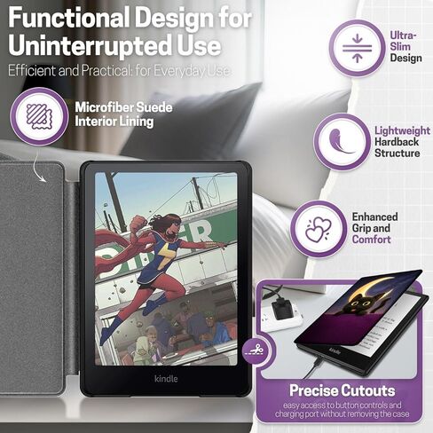حافظة TNP لجهاز Kindle Paperwhite الجيل الثاني عشر 2024 / Kindle Colorsoft Signature Edition - حافظة حماية مطوية من جلد البولي يوريثان مقاس 7 بوصات لجهاز Kindle Paperwhite للأطفال مع خاصية النوم/الاستيقاظ التلقائي، لا تلمس in Saudi Arabia