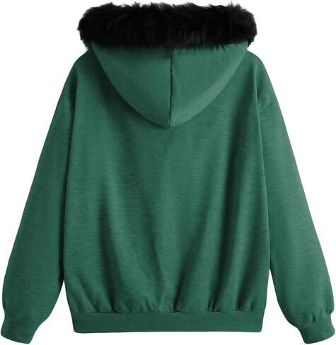SOLY HUX Women's Zip Up Hoodie Streetwear Graphic Hoodies Y2K Jacket with Fur Collar 90s Outfits Gothic Scene Clothes in Saudi Arabia