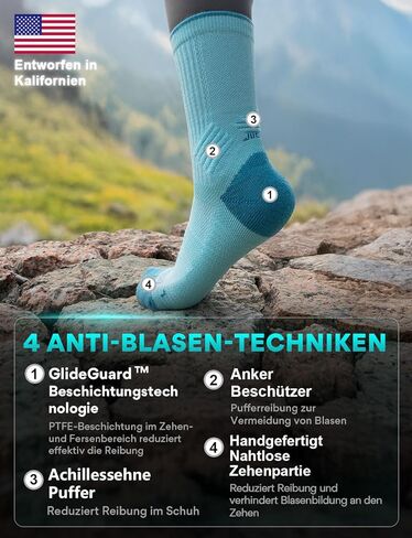 خفيفة الوزن طاقم ميكرو الجوارب المشي لمسافات طويلة Coolmax Merino Wool Compression Miosture Wicking anti-plister cushioned in Kuwait