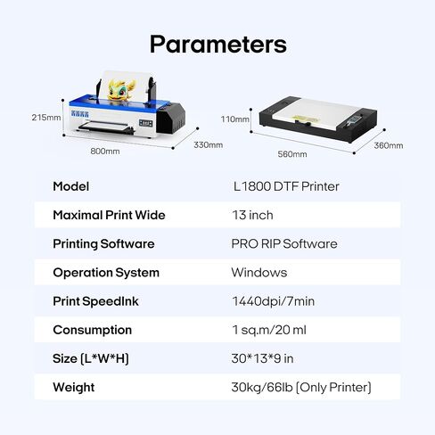 PUNEHOD DTF Printer A4 L800, DTF Transfer Printing Machine with White Ink Circulatory for DIY Print Dark and Light Fabrics Direct to Film Printer (with Oven) in Saudi Arabia
