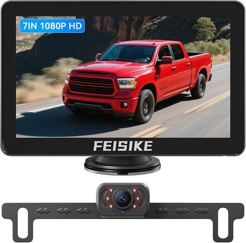 FEISIKE Backup Camera, 1080P IR Night Vision with Monitor, Easy Setup Plug-Play Rear View Camera, 150 Degrees Wide Angle, IP68 Waterproof, 4.3" Display for Car Truck SUV in Kuwait