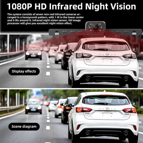 FEISIKE Backup Camera, 1080P IR Night Vision with Monitor, Easy Setup Plug-Play Rear View Camera, 150 Degrees Wide Angle, IP68 Waterproof, 4.3" Display for Car Truck SUV in Kuwait
