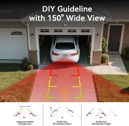 FEISIKE Backup Camera, 1080P IR Night Vision with Monitor, Easy Setup Plug-Play Rear View Camera, 150 Degrees Wide Angle, IP68 Waterproof, 4.3" Display for Car Truck SUV in Kuwait