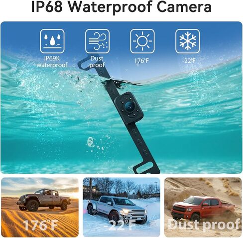 FEISIKE Backup Camera, 1080P IR Night Vision with Monitor, Easy Setup Plug-Play Rear View Camera, 150 Degrees Wide Angle, IP68 Waterproof, 4.3" Display for Car Truck SUV in Kuwait